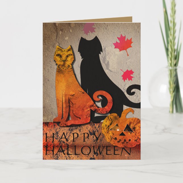 Carte de voeux Halloween Cat (Devant)