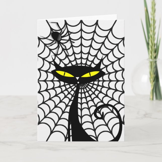 Carte de voeux Halloween/Chat noir (Devant)