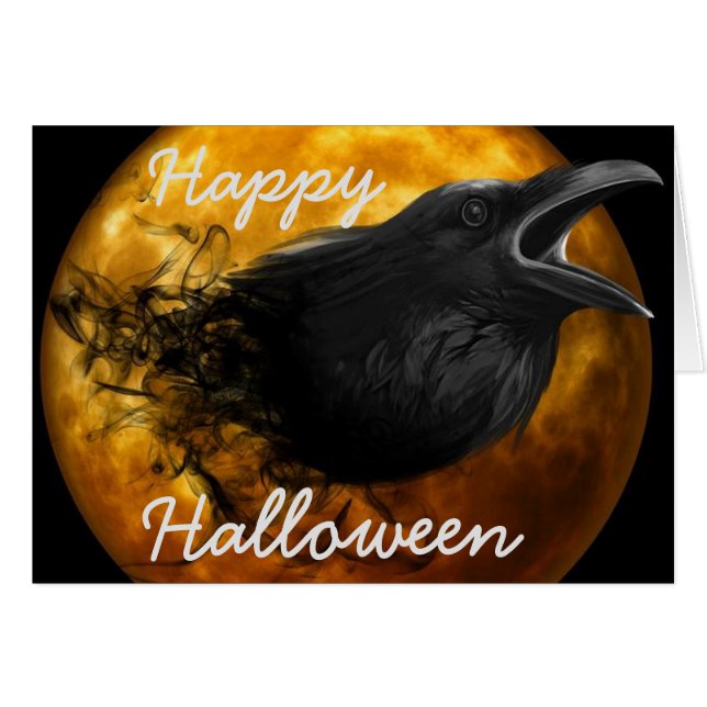 Carte de voeux Halloween/Crow (Devant horizontal)