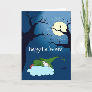 Carte de vœux Halloween de sorcière mignonne