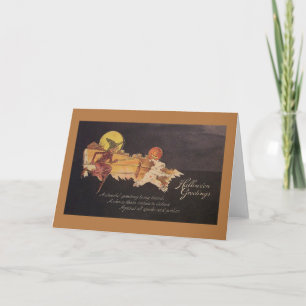 Carte de voeux Halloween sorcière vintage