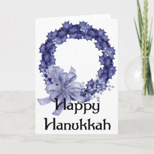 Carte de vœux Hanukkah Blue Wreath Happy 1