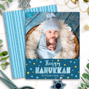 Carte de vœux Hanukkah bon marché étoiles bleues o