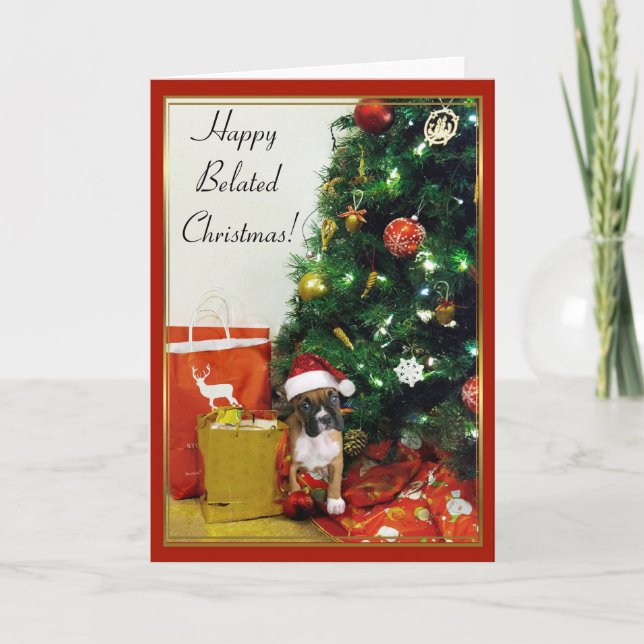 Carte de voeux Happy Belated Christmas boxer (Devant)