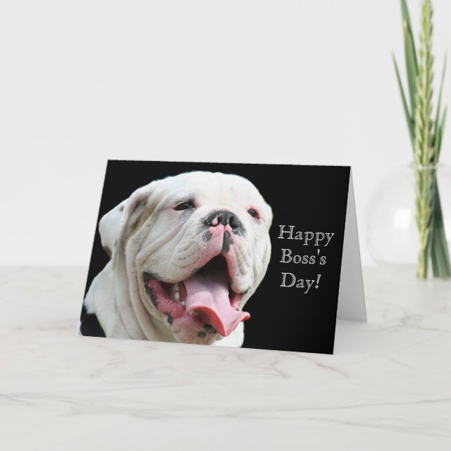 Carte de voeux Happy Boss's Day White Bulldog (Devant)