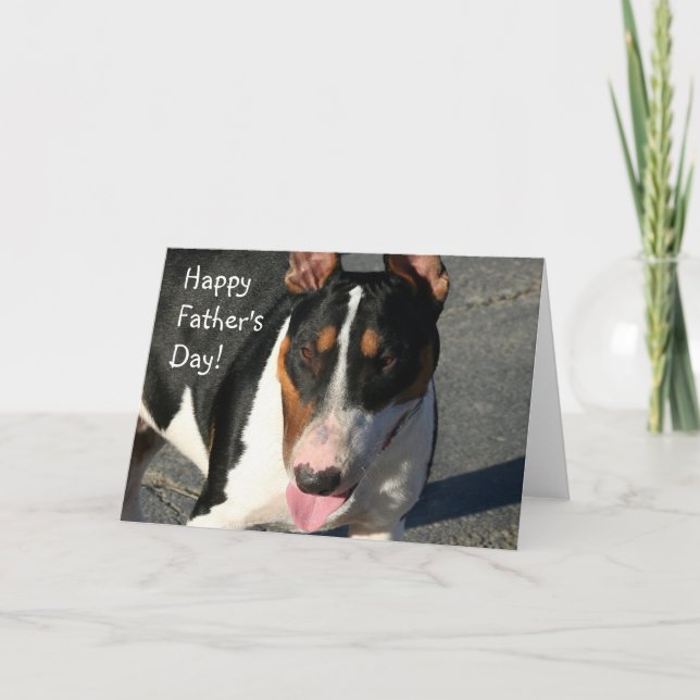 Carte de voeux Happy Fête des pères Bull Terrier (Devant)
