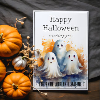 Carte de voeux Happy Ghosts Family Halloween