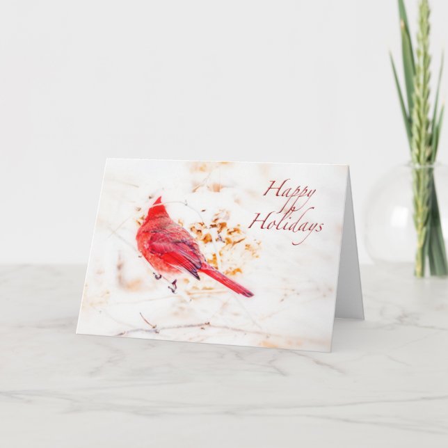 Carte de voeux Happy Holidays - Cardinal de l'Est (Devant)