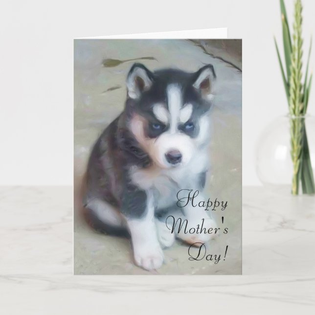 Carte de voeux Happy Mother's Day Husky (Devant)