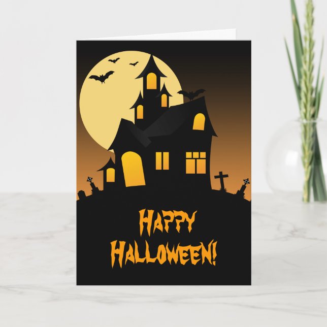 Carte de voeux Haunted House Halloween (Devant)