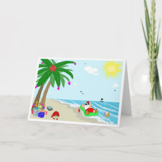 Carte de voeux hawaïenne de Noël de Père Noël