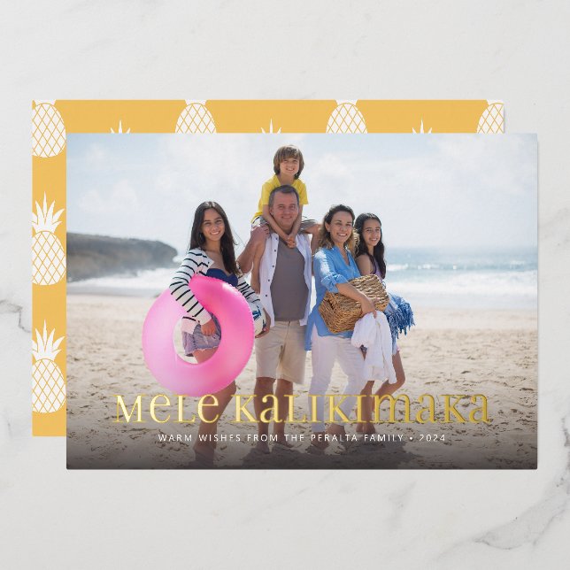 Carte de vœux hawaïenne Mele Kalikimaka sous film  (Recto/Verso)