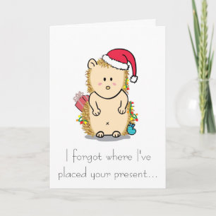 Carte de vœux Hérisson Mignon avec Chapeau de Noël