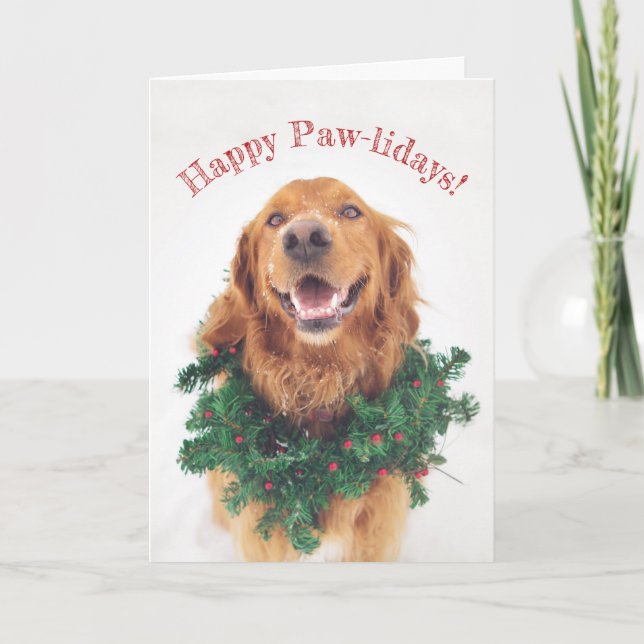 Carte de voeux heureuse de Patte-lidays de golden (Devant)