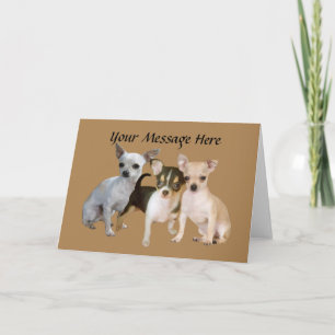 Carte de voeux heureuse de trio de chiwawa