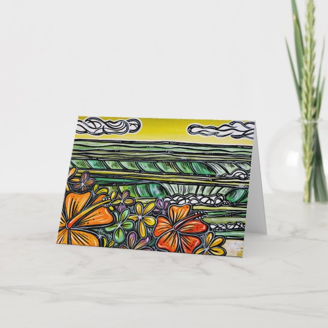 Carte de voeux Hibiscus Surf (Devant)