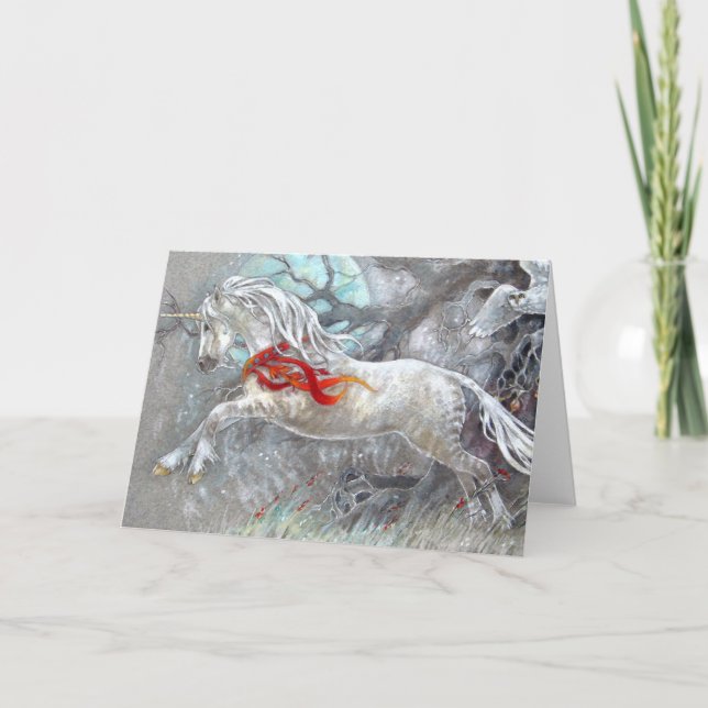 Carte de voeux - hibou de Milou de licorne (Devant)