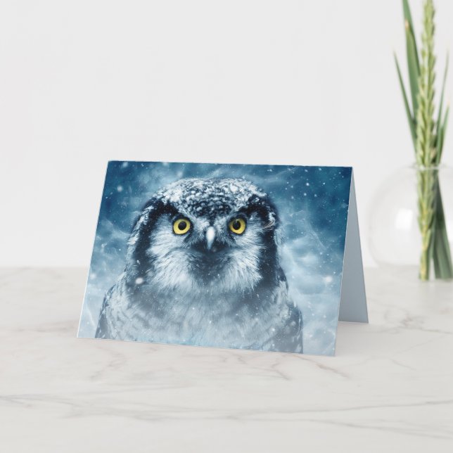 carte de vœux hibou d'hiver (Devant)