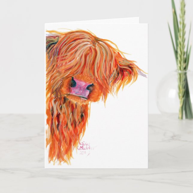 Carte de voeux Highland Cow 'Peekaboo' (Devant)