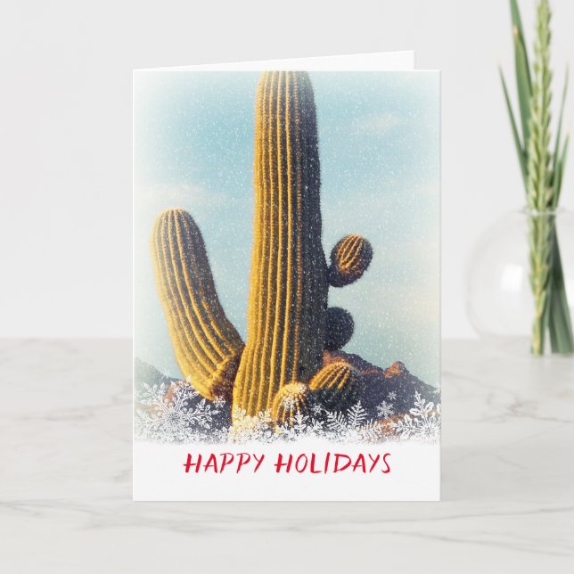 Carte de voeux hiver Saguaro Scene (Devant)
