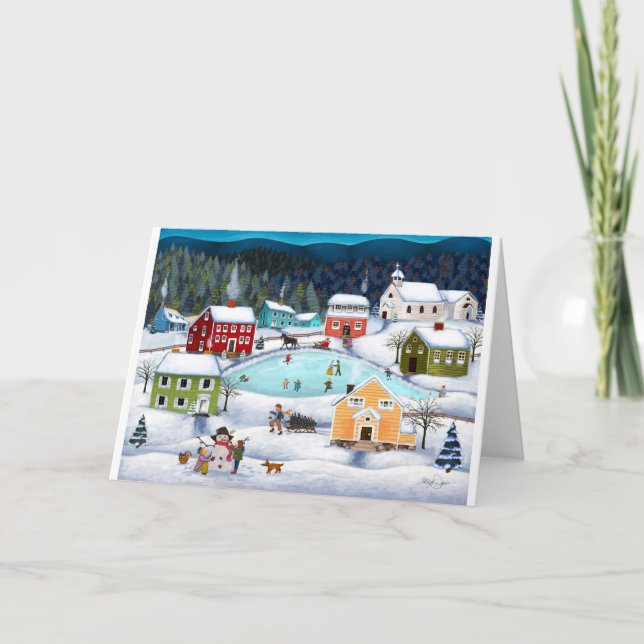 Carte de vœux hivernale folk vierge (Devant)