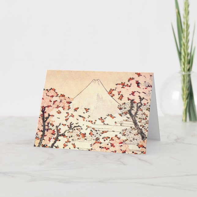 Carte de voeux Hokusai Mount Fuji Cherry Blossoms (Devant)
