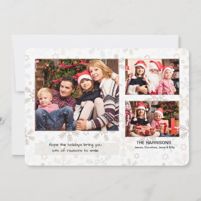 Carte de vœux horizontale avec photo de flocons de (Devant)