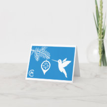 Carte de vœux Hummingbird Holiday en bleu