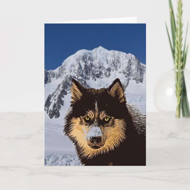 Carte de vœux Husky sibérien (Devant)