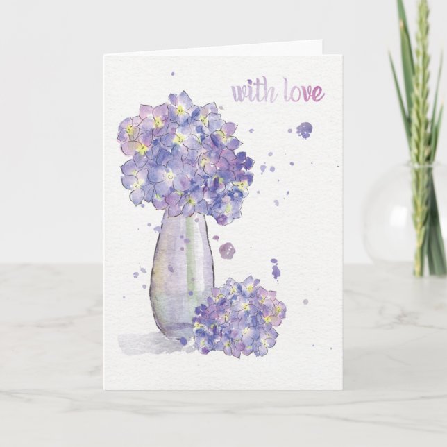 Carte de voeux Hydrangea "avec amour" 4 Fête des M (Devant)