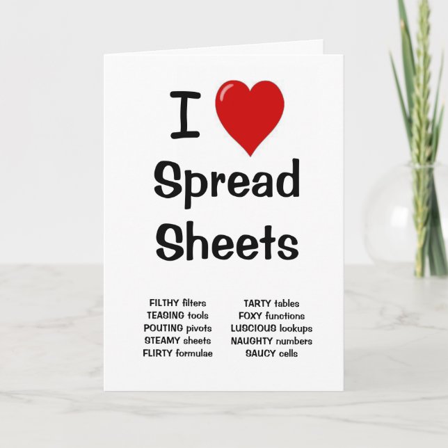 Carte de voeux I Love Spreadsheet - Ajouter une lé (Devant)