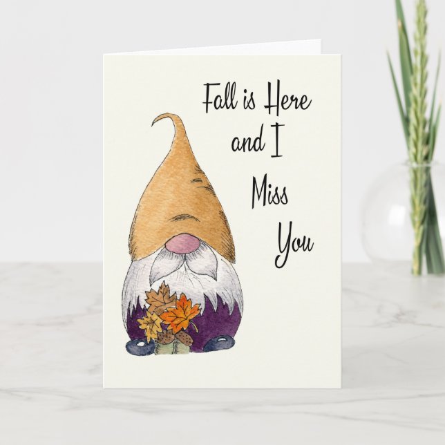 Carte de voeux I Miss You Fall Gnome (Devant)