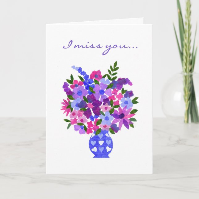 Carte de voeux 'I miss you' - Flower Power (Devant)
