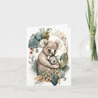 Carte de vœux illustrée de maman koala et bébé koa