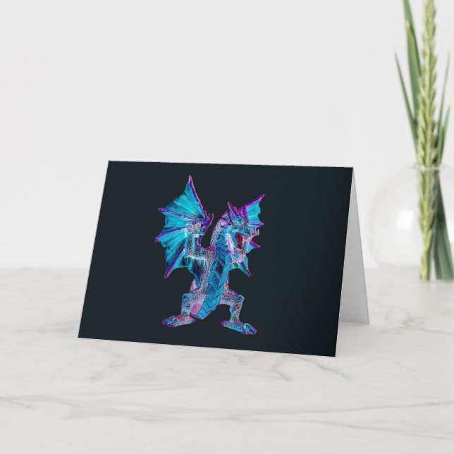 Carte de voeux Imaginaire Blue Fire Dragon (Devant)