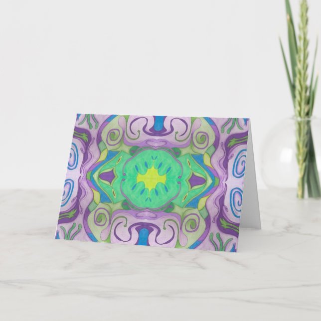 Carte de voeux Imaginaire vert violet (Devant)