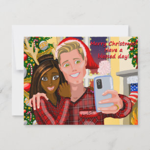 Carte de voeux Interracial Couple Noël