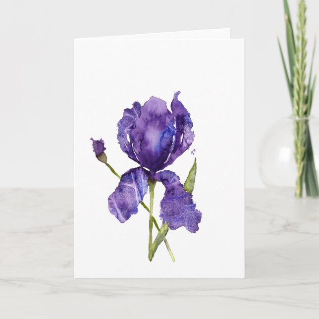 Carte de voeux Iris Aquarelle ~ Vierge à l'intérie (Devant)