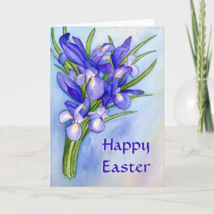 Carte de voeux Iris Bouquet "Happy Easter"