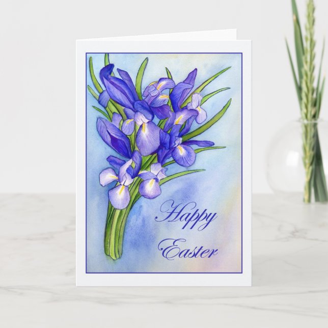 Carte de voeux Iris Bouquet "Happy Easter" (Devant)