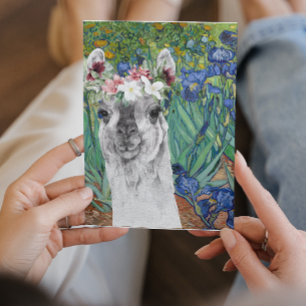 Carte de voeux Irises et Fancy Llama de Van Gogh