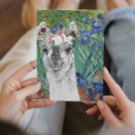 Carte de voeux Irises et Fancy Llama de Van Gogh