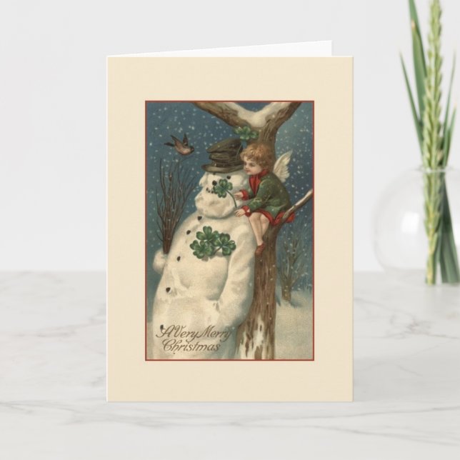 Carte de voeux irlandaise victorienne de Noël (Devant)