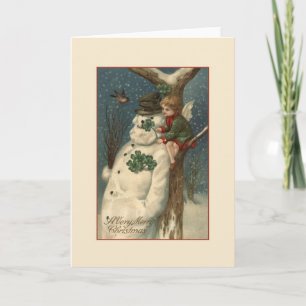 Carte de voeux irlandaise victorienne de Noël
