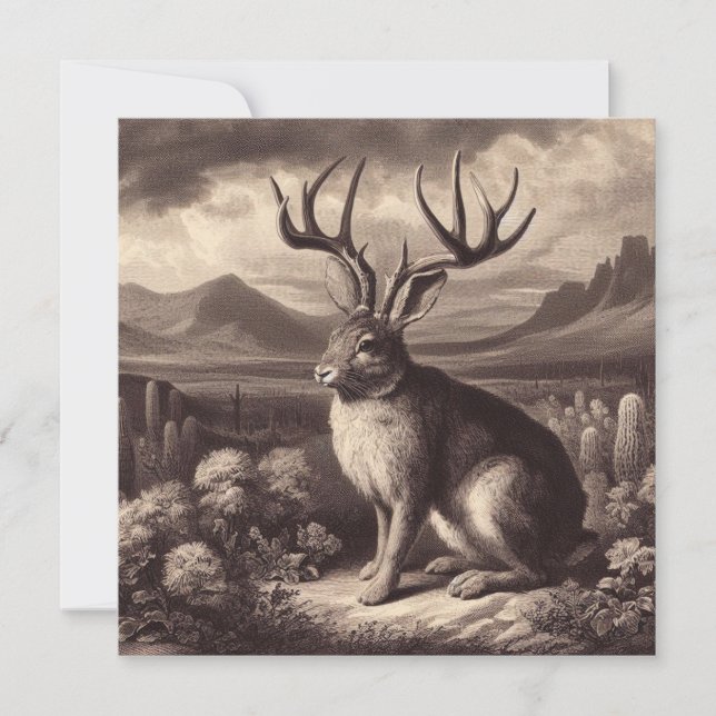 Carte de voeux Jackalope Vintage Illustration (Devant)
