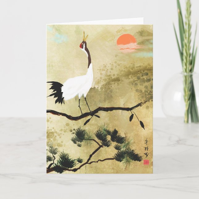 Carte de voeux japonaise de grue (Devant)