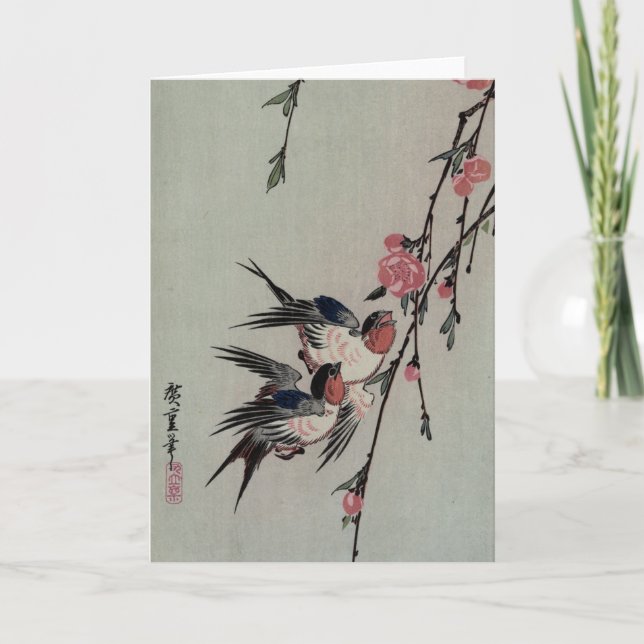 Carte de voeux japonaise d'oiseaux (Devant)