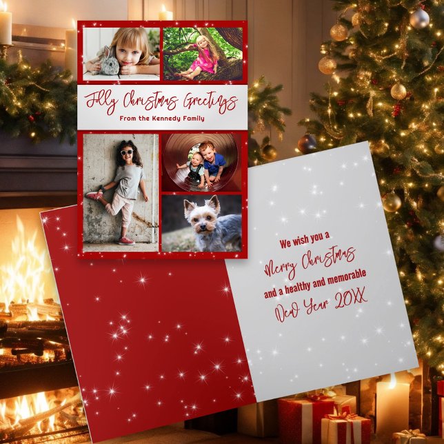 Carte de voeux Jolly Christmas Multi-Photo Family (Créateur téléchargé)