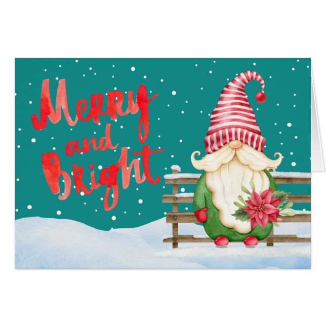 Carte de voeux Joyeuse et brillante Gnome Holiday (Devant horizontal)