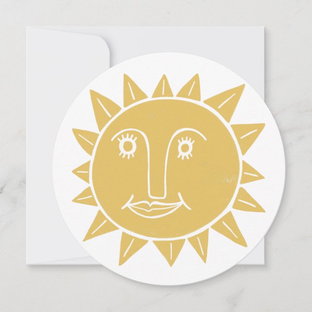 Carte de voeux joyeuse et souriante Sun Face (Devant)